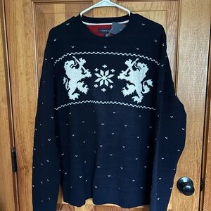 NWT TOMMY HILFIGER Men’s Scottish Lion Crew Sweater Lambswool Blue Scotland XL